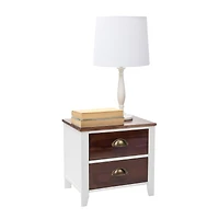 Mind Reader Woodland Collection Brown & White 2-Drawer Nightstand
