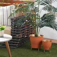 The Novogratz Orange Metal Farmhouse Planter Set, 9" & 12"