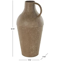 15.75" Brown Metal Antique Inspired Vase with Handle