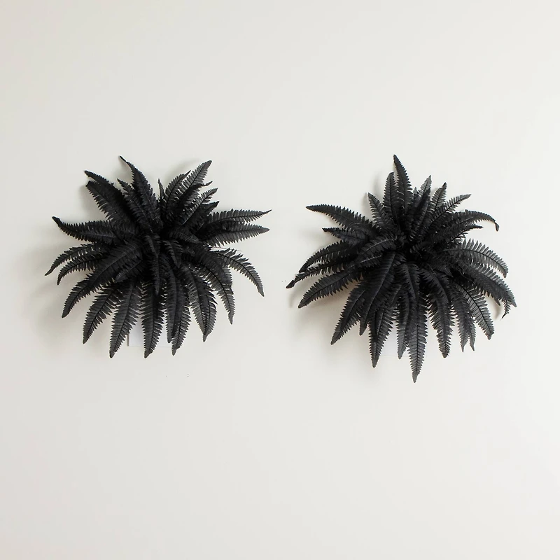 40in. Artificial Halloween Black Boston Fern - Set of 2