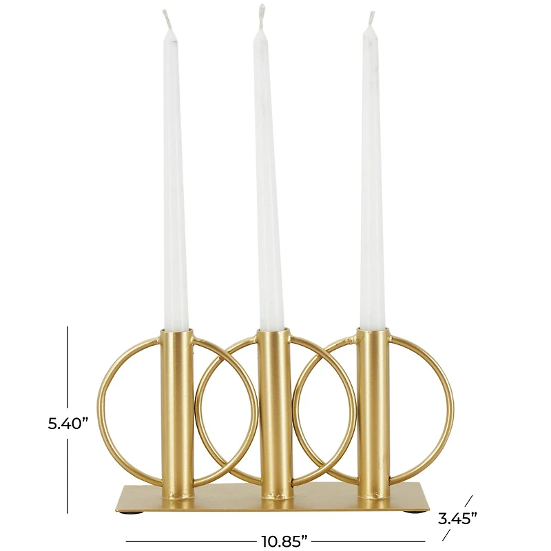 11" Gold Metal Overlapping Circular Ring Candelabra