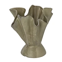 Hello Honey® 12" Sage Reactive Glaze Stoneware Ruffled Vase