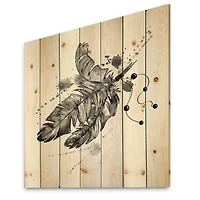 Designart - Black Bird Feathers Impression