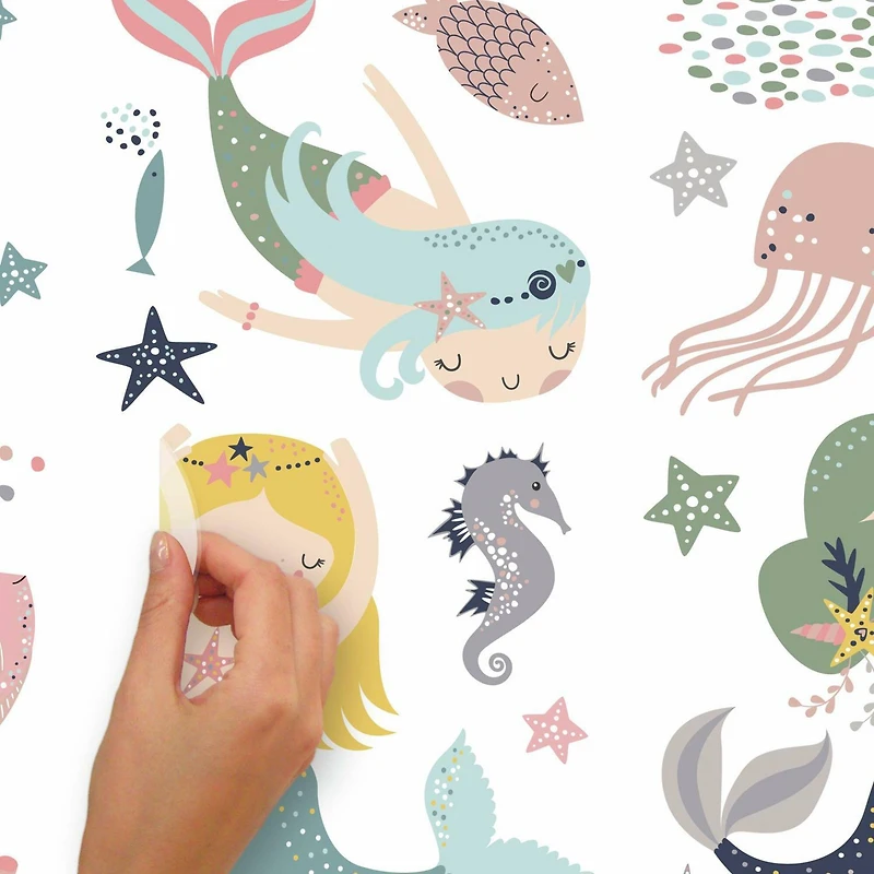RoomMates Sweet Pastel Mermaids Peel & Stick Wall Decals