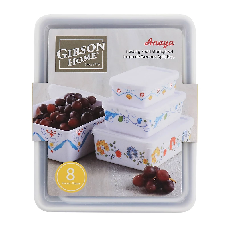 Gibson Home® 8-Piece Anaya Rectangular Nesting Food Storage Set