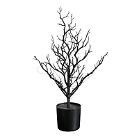 2ft. Pre-Lit Artificial Halloween Black Spooky Twig Tree with 60 Orange & Purple Copper Wire String LED Lights