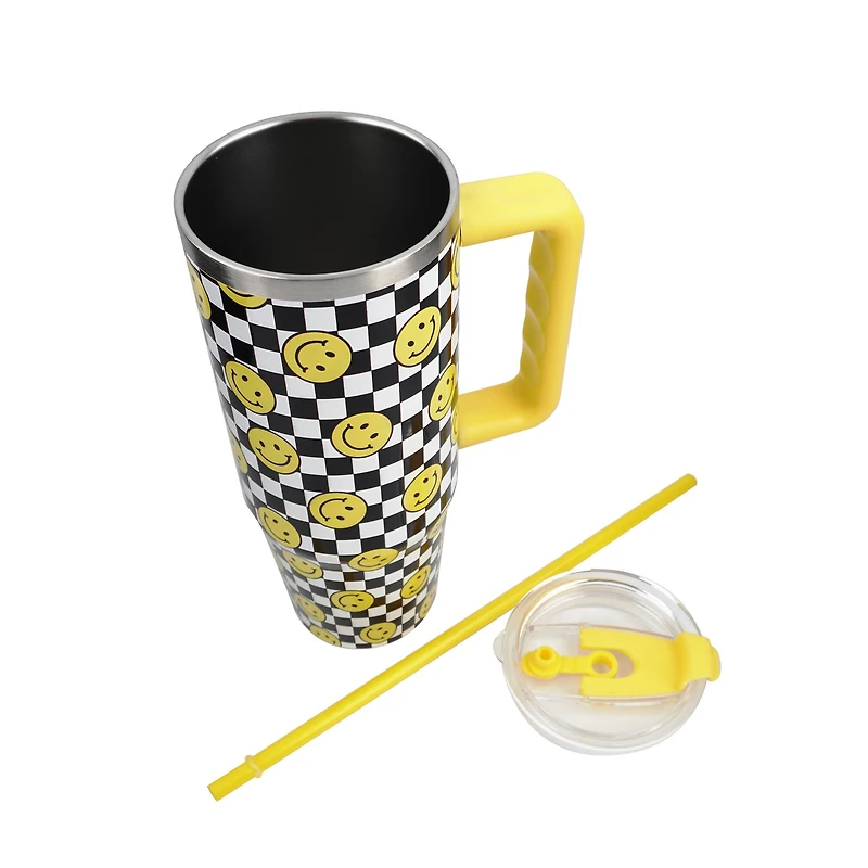 30oz. Smiley Check Stainless Steel Insulated Tumbler by Celebrate It™