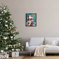 Stupell Industries Season's Greetings Santa's List Chimney Framed Floater Canvas Wall Art