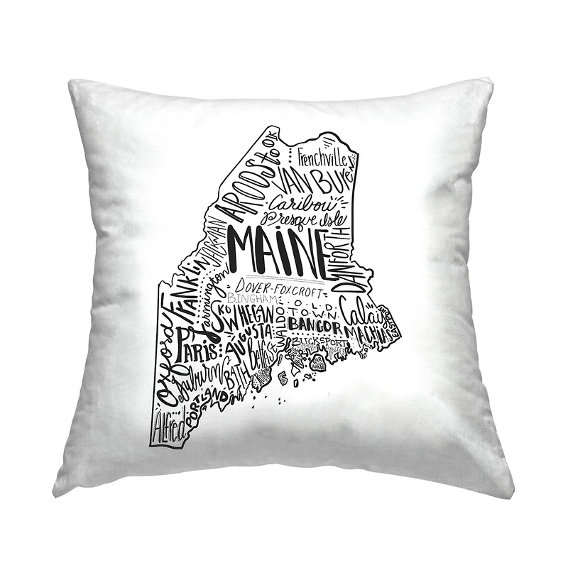 Stupell Industries Maine State Shape City Text Map Throw Pillow, 18" x 18"