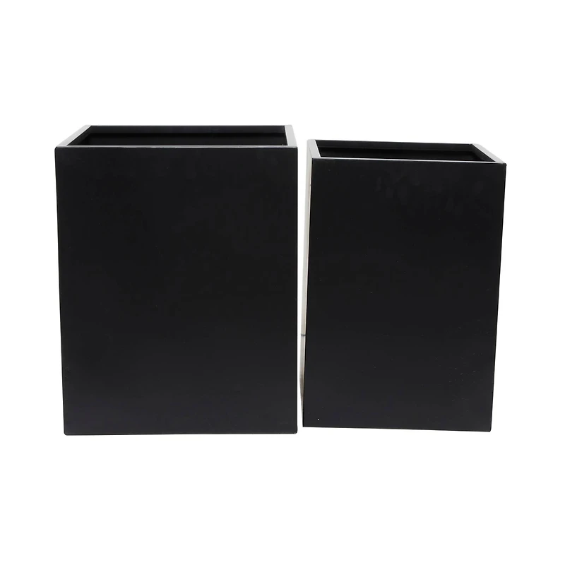 Black Modern Planter, Set of 2" 18", 14"