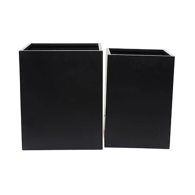Black Modern Planter, Set of 2" 18", 14"