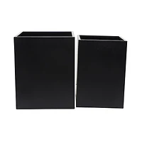Black Modern Planter, Set of 2" 18", 14"