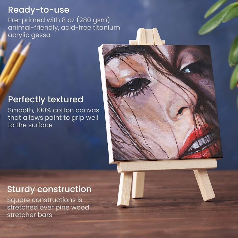 Arteza® 4" x 4" Mini Canvases with Easels, 14ct.