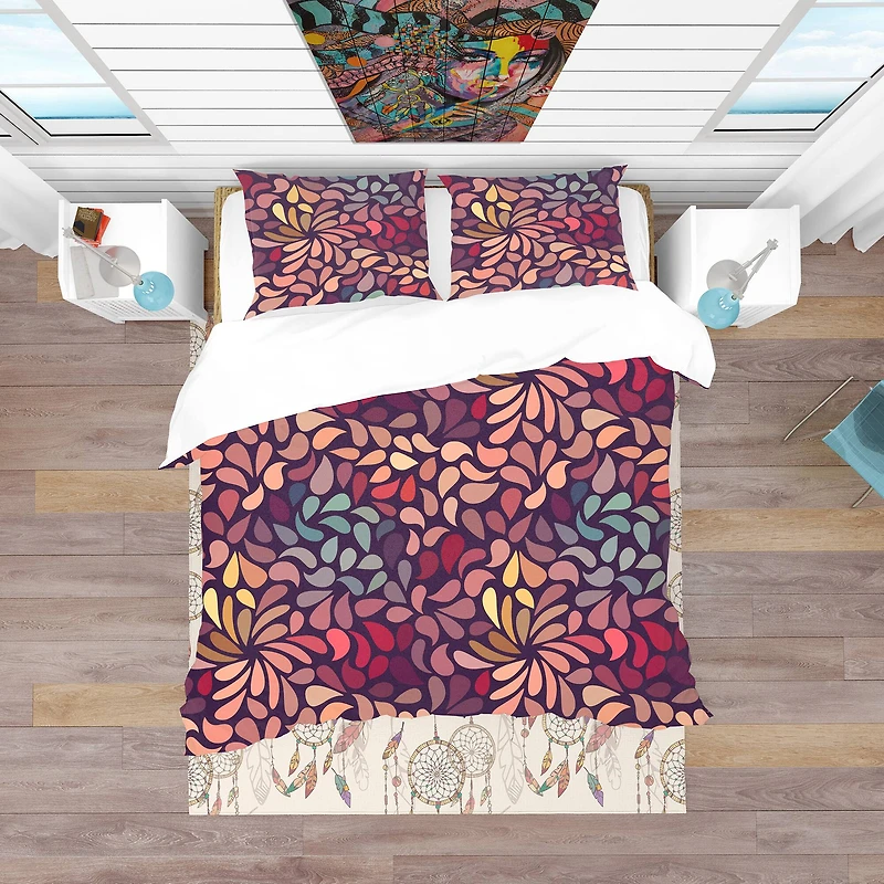 Designart 'Abstract Floral Pattern' Bohemian & Eclectic Bedding Set
