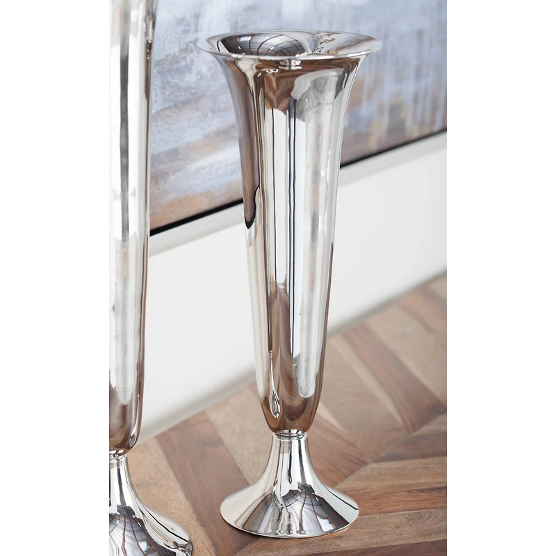 The Novogratz 14" Silver Aluminum Traditional Vase