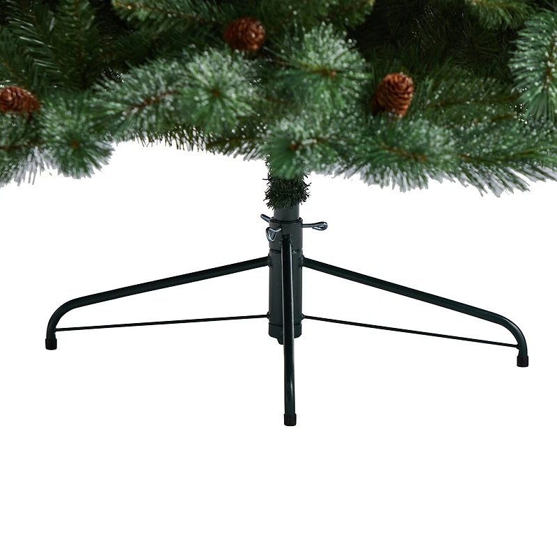 8ft. Unlit Snowed French Alps Mountain Pine Artificial Christmas Tree with Pinecones