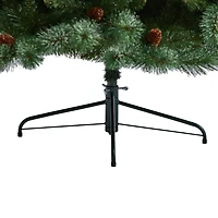 8ft. Unlit Snowed French Alps Mountain Pine Artificial Christmas Tree with Pinecones