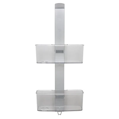 Bath Bliss Adjustable Rust Proof Aluminum 2 Tier Glass Door Shower Caddy