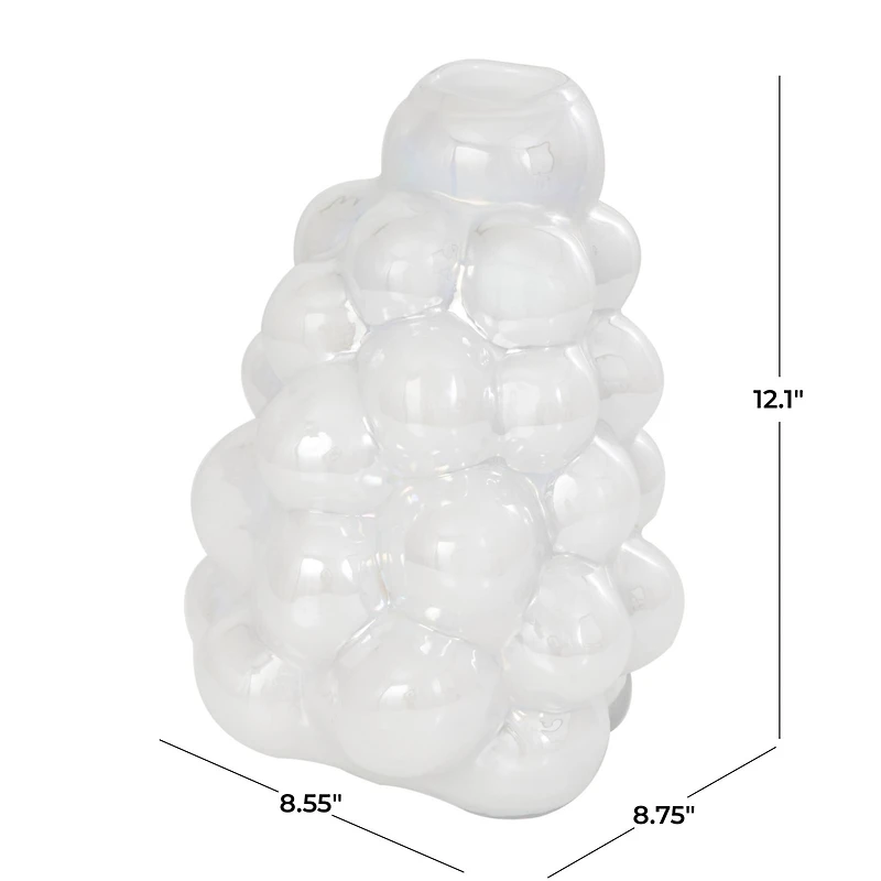 12" Clear Abstract Handmade Bubble Glass Vase