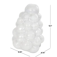 12" Clear Abstract Handmade Bubble Glass Vase