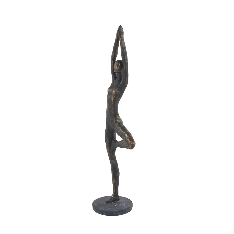 Brass Polystone Modern Sculpture, Yoga 18" x 6" x 4"