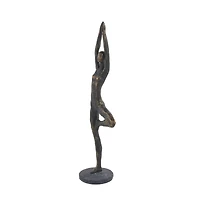 Brass Polystone Modern Sculpture, Yoga 18" x 6" x 4"