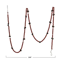 Hello Honey® 12ft. Red Paulownia Wood Beads & Jingle Bells Garland