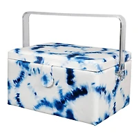 SINGER® Large Blue & White Tie Dye Print Sewing Basket with Sewing Kit
