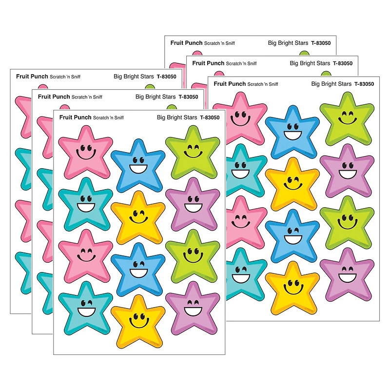 TREND Enterprises® Big Bright Stars, Fruit Punch Scent Scratch 'n Sniff Stinky Stickers®. 1.25" 6 Packs of 48