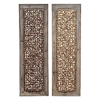 Brown Seagrass & Wood Abstract Wall Décor Set