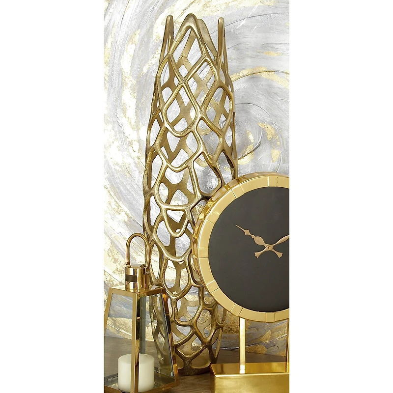 Gold Aluminum Contemporary Vase