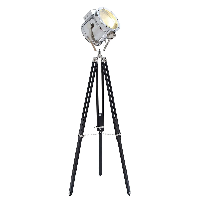 75" Black Wood Industrial Floor Lamp