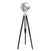 75" Black Wood Industrial Floor Lamp