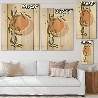 Designart - Abstract Orange Sun and Moon With Tropical Leaf