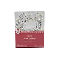 18ct. Warm White LED Silver & Pearl Berry Garland String Lights on Brown Wire by Ashland®