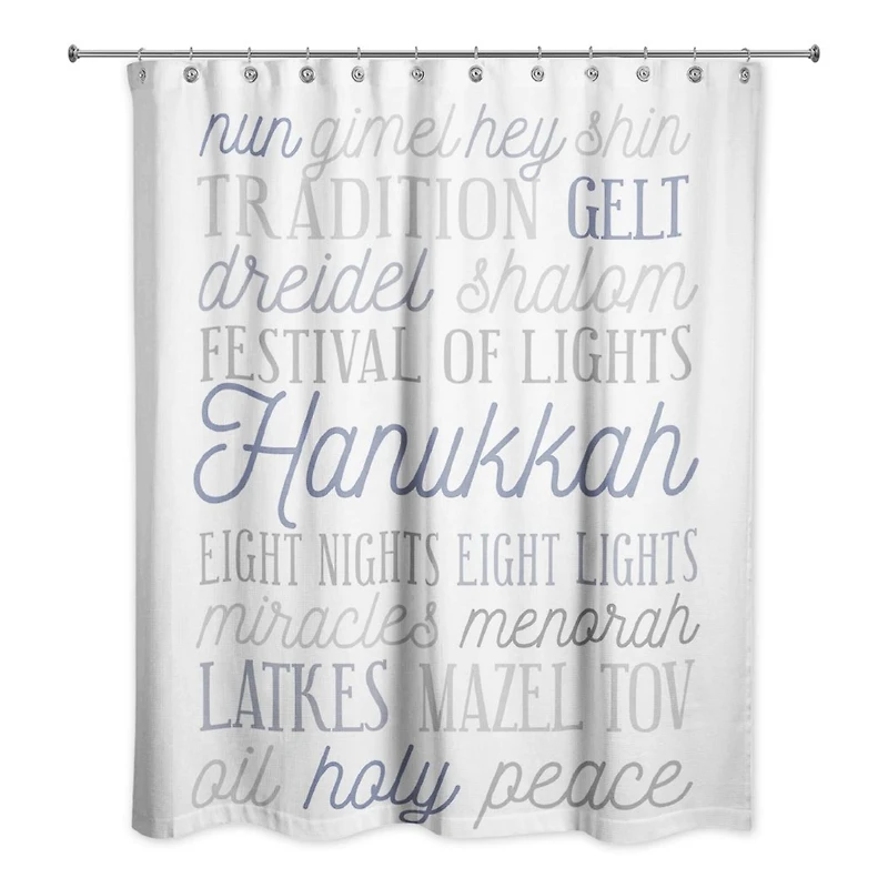 Hanukkah Words Shower Curtain
