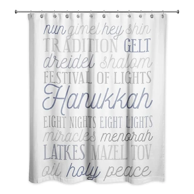 Hanukkah Words Shower Curtain
