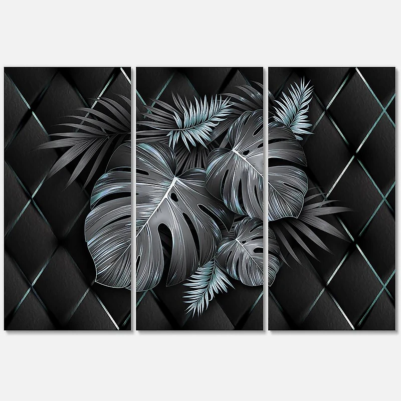 Designart - Black and Gold Tropical Leaves I