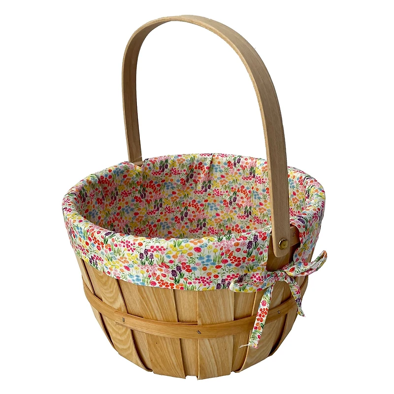 Floral Fabric Lined Chipwood Easter Basket by Ashland