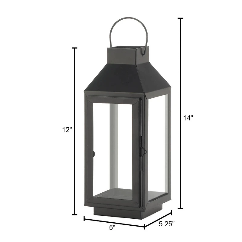 12" Black Iron & Glass Square Lantern