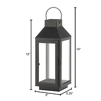 12" Black Iron & Glass Square Lantern
