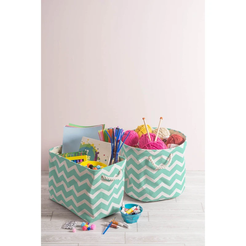 DII® 15" Round Chevron Fabric Bin