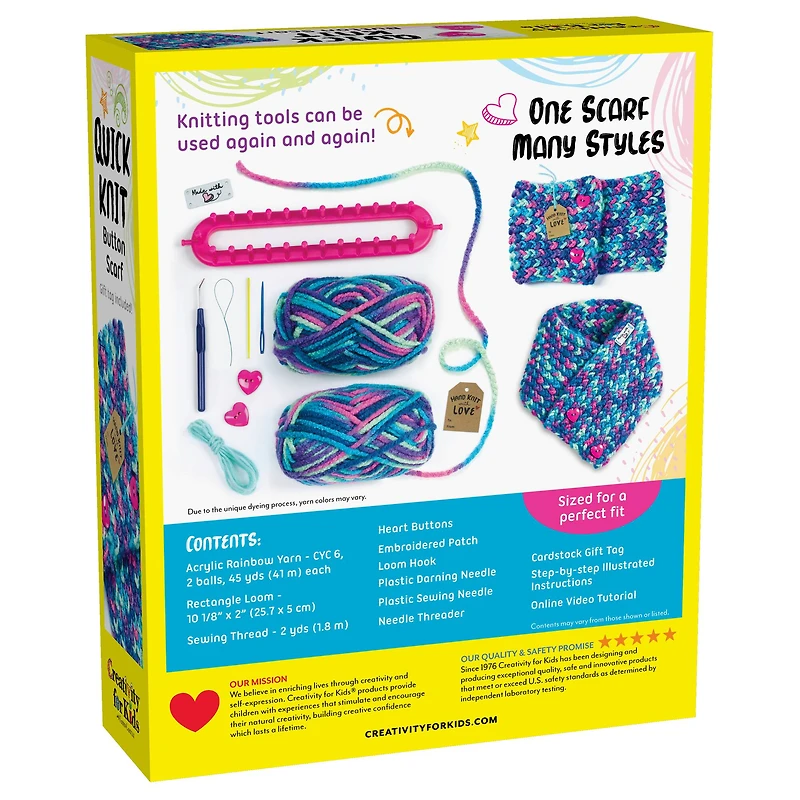 Creativity for Kids Quick Knit Button Scarf Kit