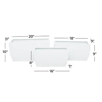White Modern Planter, Set of 3" 20", 18", 16"