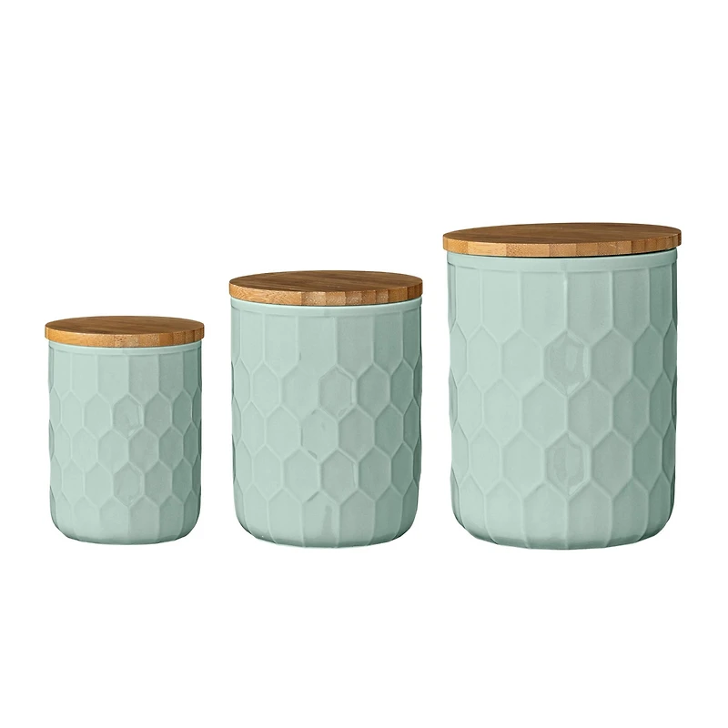 Hello Honey® Stoneware Canister Set with Bamboo Lids