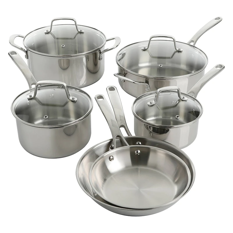 Martha Stewart 10 Piece Stainless Steel Cookware with Glass Lids Set