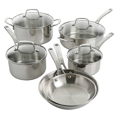 Martha Stewart 10 Piece Stainless Steel Cookware with Glass Lids Set
