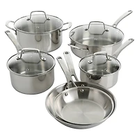 Martha Stewart 10 Piece Stainless Steel Cookware with Glass Lids Set