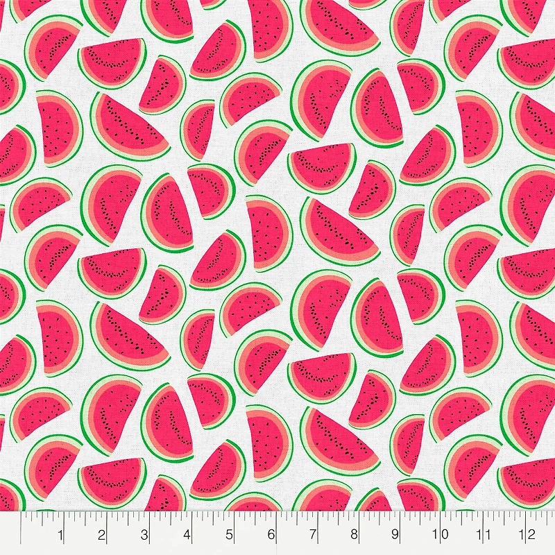Fabric Editions White Watermelon Cotton Fabric