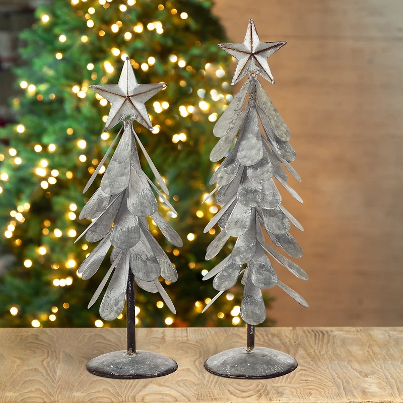 Glitzhome® Galvanized Metal Christmas Tree Table Décor Set